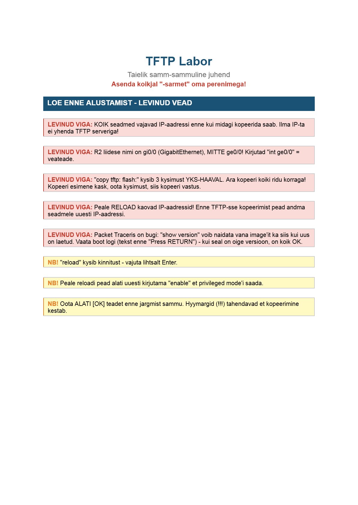 Using a TFTP Server to Upgrade a Cisco IOS Image, eelvaade