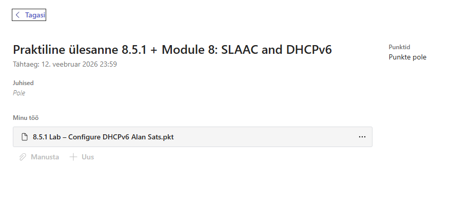 Praktiline ülesanne 8.5.1 + Module 8: SLAAC and DHCPv6, eelvaade